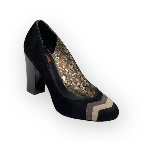 Missoni x Target ミ★ Barkwood Chevron Print Suede Heeled Pumps ミ★ Black ミ★ 6.5M - Picture 14 of 16